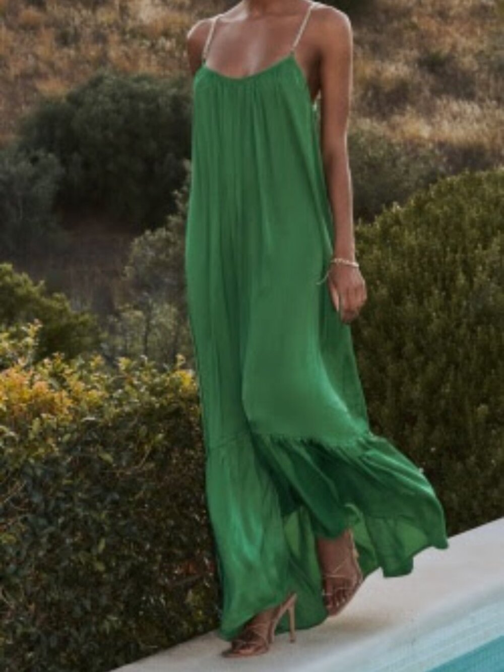 SHOWPO Sychie Chain Straps Relaxed Maxi Dress in Green